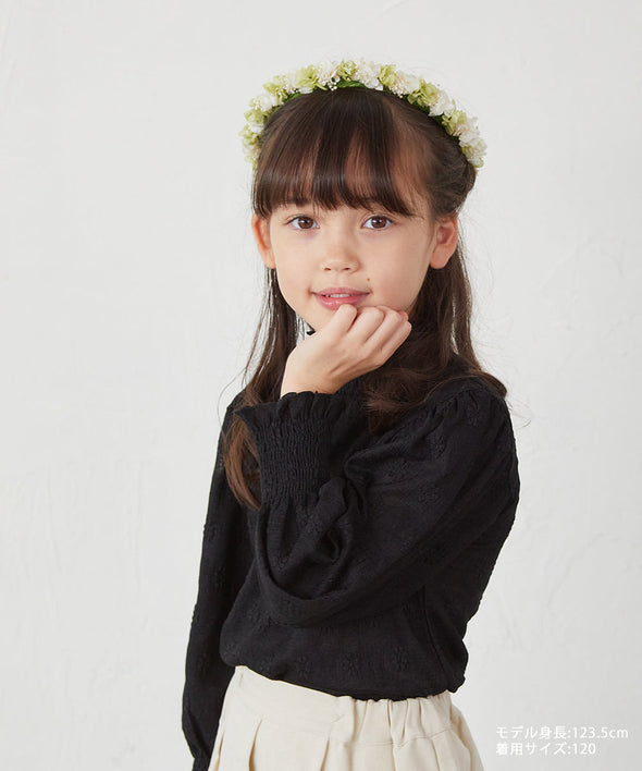 フラワーレースシャーリングカラープルオーバー