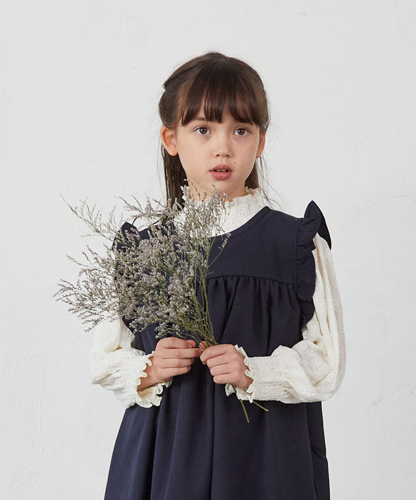 フラワーレースシャーリングカラープルオーバー