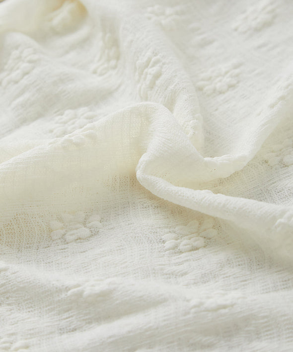 フラワーレースシャーリングカラープルオーバー