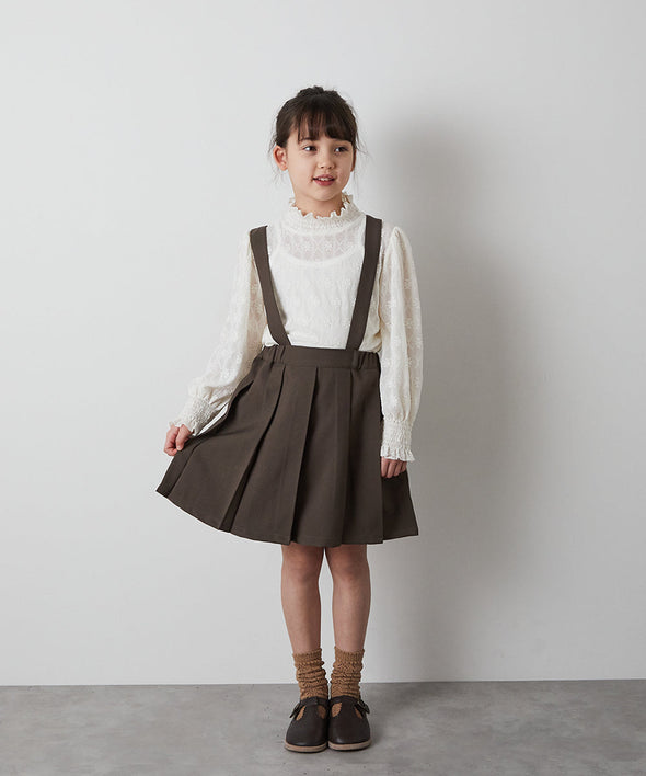 フラワーレースシャーリングカラープルオーバー