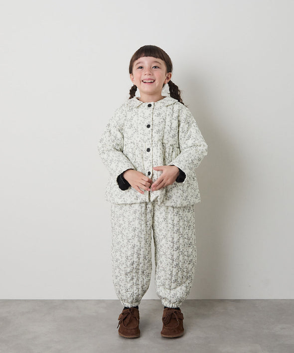 【リンクコーデ】キルティング花柄コート