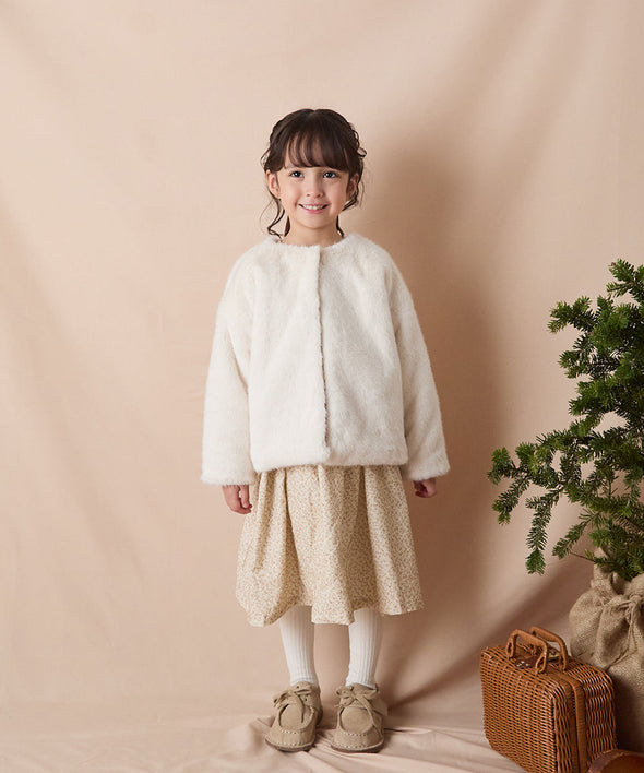 ティペット付きフェイクファーコート