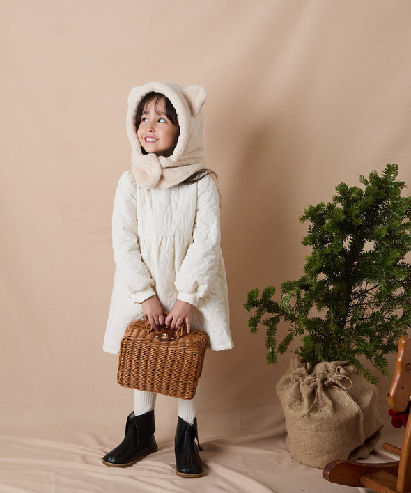 巾着収納くま耳ファー帽子