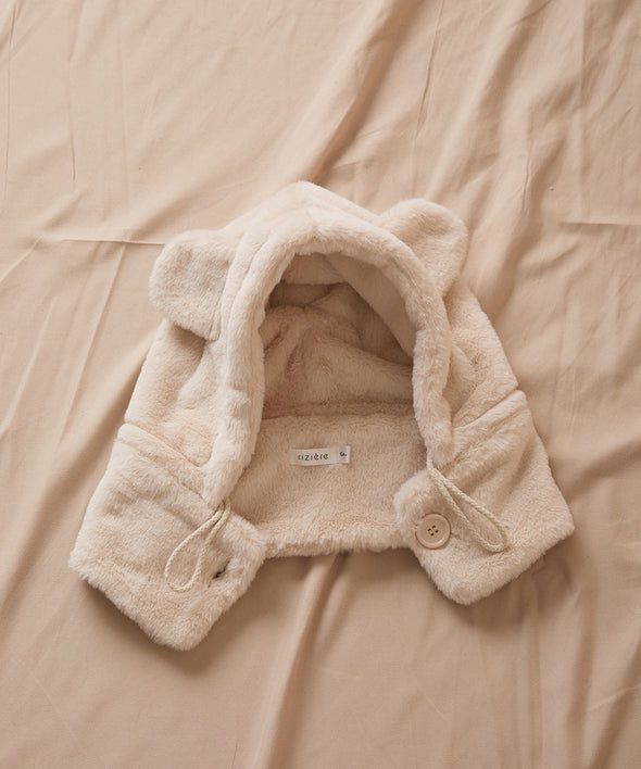 巾着収納くま耳ファー帽子