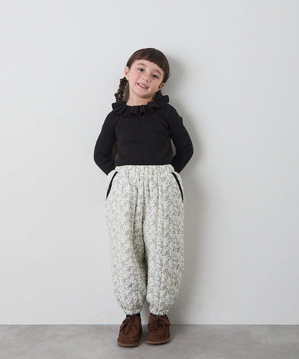 【リンクコーデ】キルティング花柄パンツ