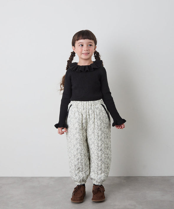 【リンクコーデ】キルティング花柄パンツ