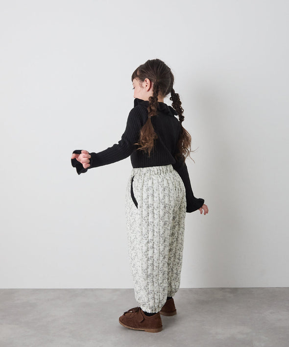 【リンクコーデ】キルティング花柄パンツ