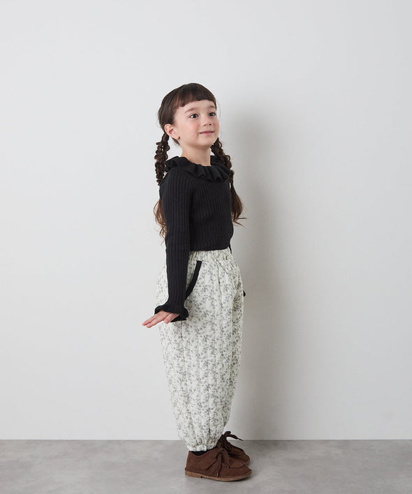 【リンクコーデ】キルティング花柄パンツ