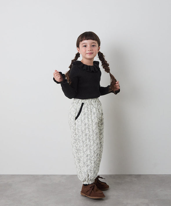 【リンクコーデ】キルティング花柄パンツ