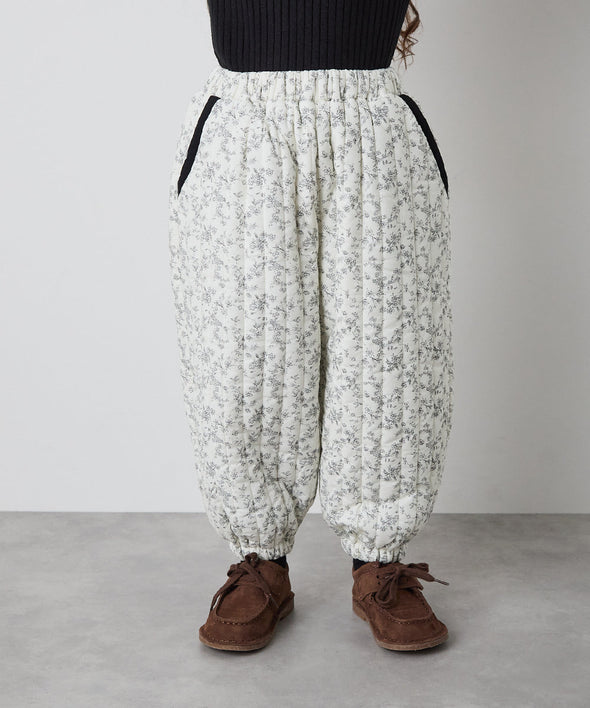 【リンクコーデ】キルティング花柄パンツ