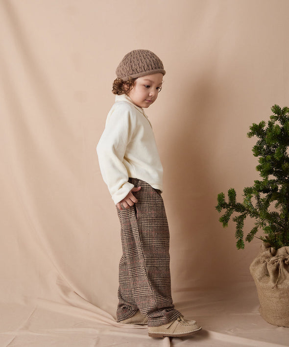 チェック柄テーパードパンツ