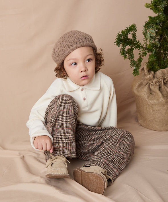 チェック柄テーパードパンツ