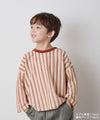 【リンクコーデ】ボタンデザインストライプロングスリーブTシャツ