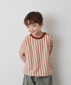【リンクコーデ】ボタンデザインストライプロングスリーブTシャツ