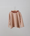 【リンクコーデ】ボタンデザインストライプロングスリーブTシャツ