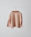 【リンクコーデ】ボタンデザインストライプロングスリーブTシャツ