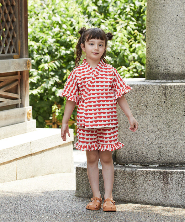 【リンクコーデ】選べる2柄キッズフリル甚平