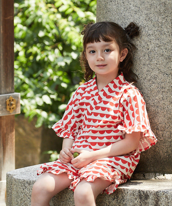 【リンクコーデ】選べる2柄キッズフリル甚平