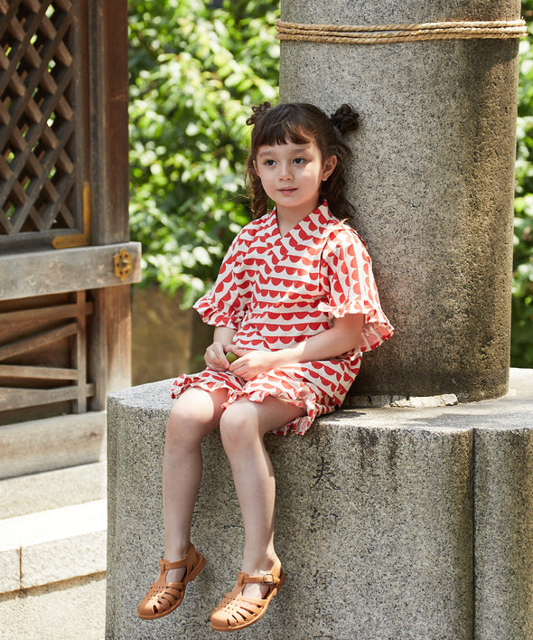 【リンクコーデ】選べる2柄キッズフリル甚平