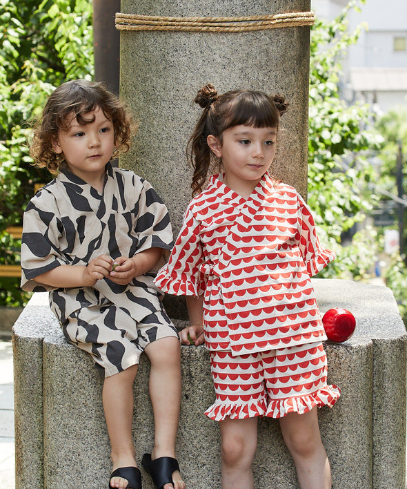 【リンクコーデ】選べる2柄キッズフリル甚平